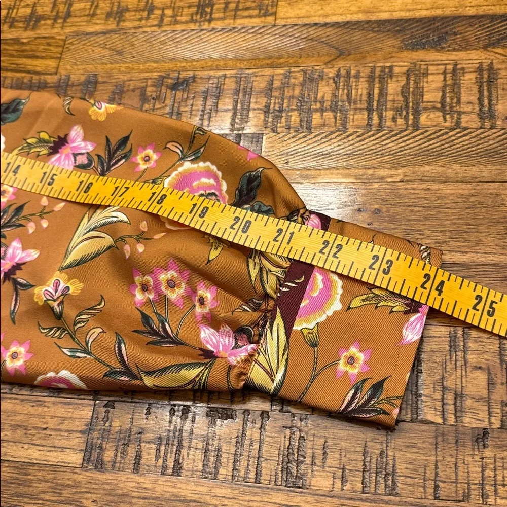 LOFT Floral Blouse Mustard Burgundy Long Sleeves Women's Small - Picture 14 of 14